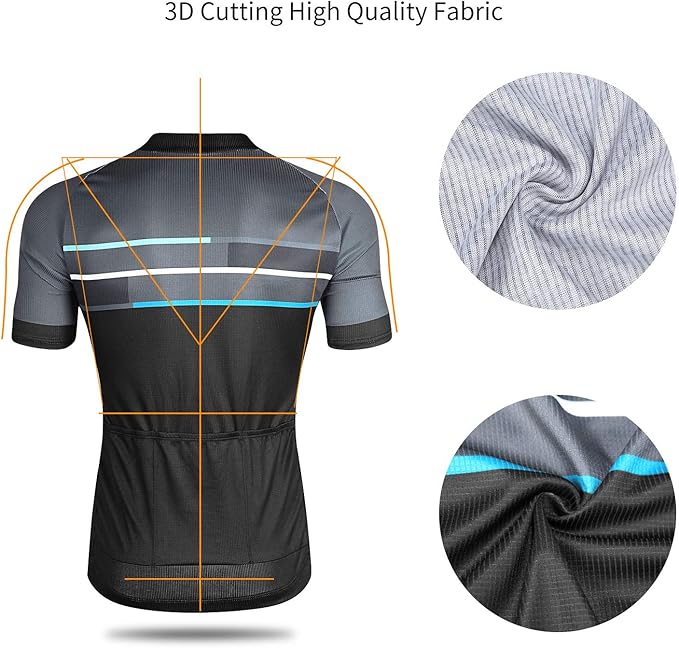 LAMEDA Men's Cycling Jersey Breathable Lightweight Bike Jersey Short Sleeve Quick Dry Moisture
