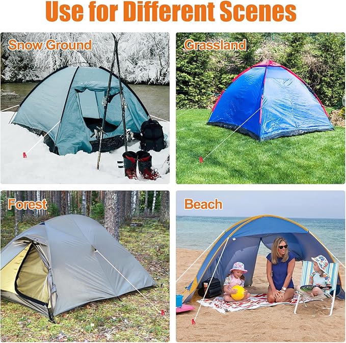 Eurmax USA Hiking Camping Tent Stakes and Hammer Set Lightweight Multi-Function Tent Hammer with