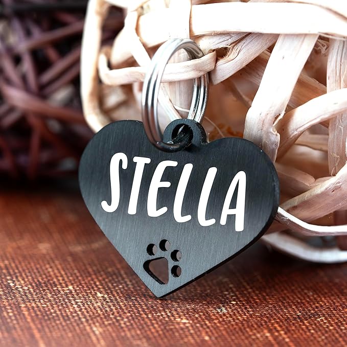 Ultra Joys Dog Tags Personalized for Pets - Hollow Paw Custom Pet ID Tag - Engraved Dog Tag for