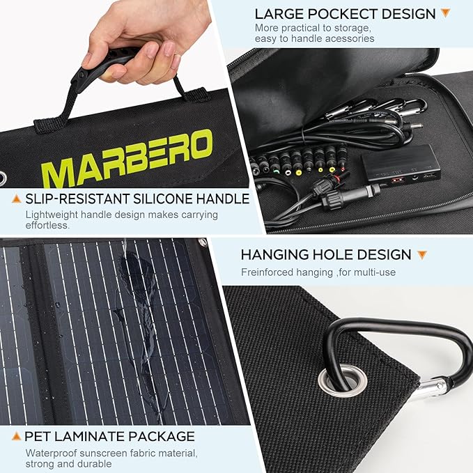 MARBERO Portable Solar Panel 30W Solar Panel Charger 23% High Efficiency Foldable Solar Panels
