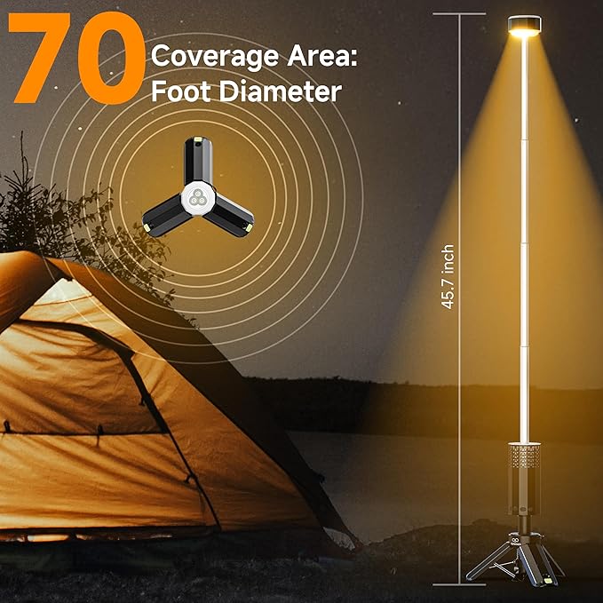 Rechargeable 21000mAh Camping Light, Telescopic Camping Lights, Collapsible Magnetic Camping