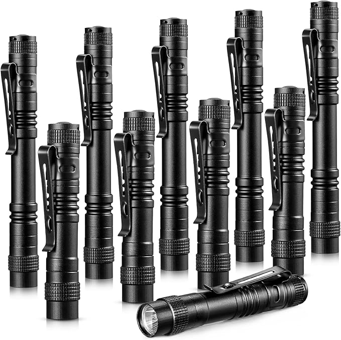 Honoson 10 Pieces Mini Pen Light Flashlight Small LED Pen Light Aluminum Pocket Flashlight with