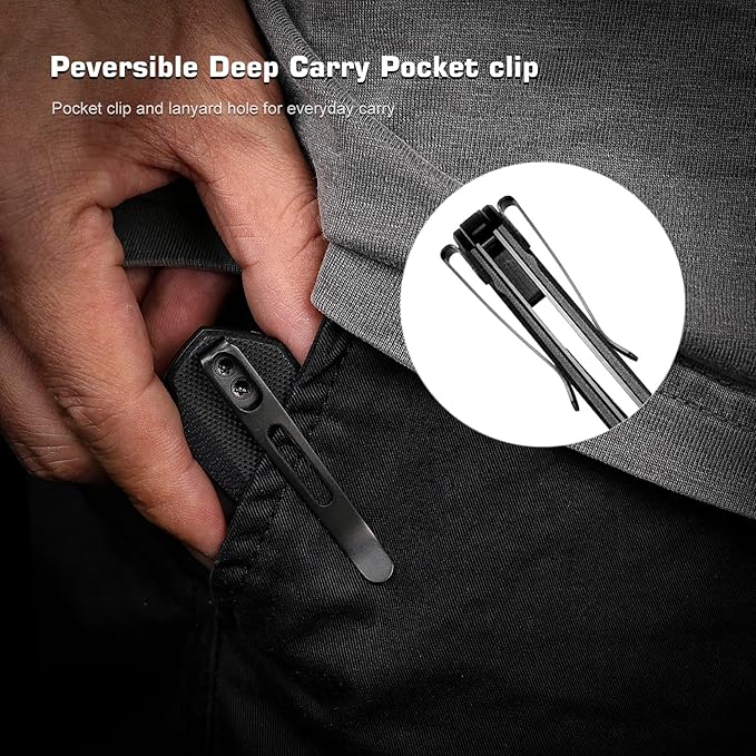 EDC Pocket Knife Rhino,3" D2 Steel Blade Durable G10 Handle, Folding Pocket Knives with Reversible