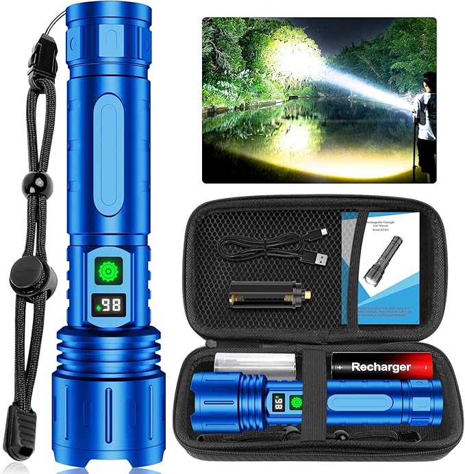 Flashlights High Lumens Rechargeable, Super Bright LED Powerful Flashlight, Type-C, 5 Modes