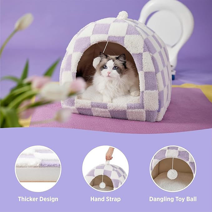 Lesure Cute Cat Beds for Indoor Cats - 2 in 1 Cat Cave Bed for Kittens and Small Pets with