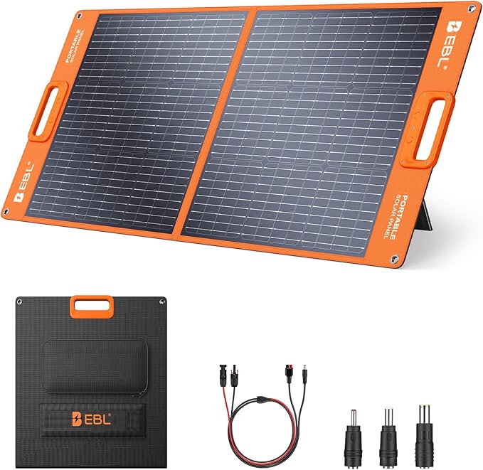 EBL Solar Panel 100W Portable Solar Panel (Upgraded) for 240/300/500/1000/1500/2000 Power Station
