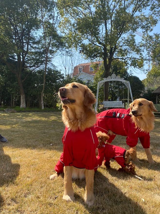 Dogs Waterproof Jacket, Lightweight Waterproof Jacket Reflective Safety Dog Raincoat Windproof