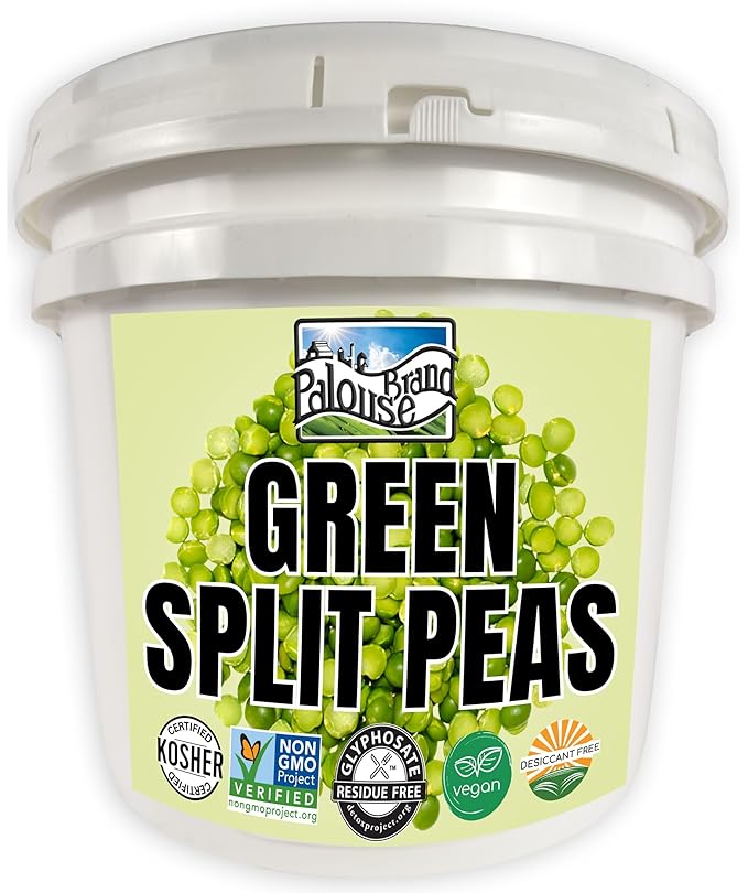 Palouse Brand Certified Glyphosate Residue Free Green Split Peas | 25 LBS | Food Storage Bucket |