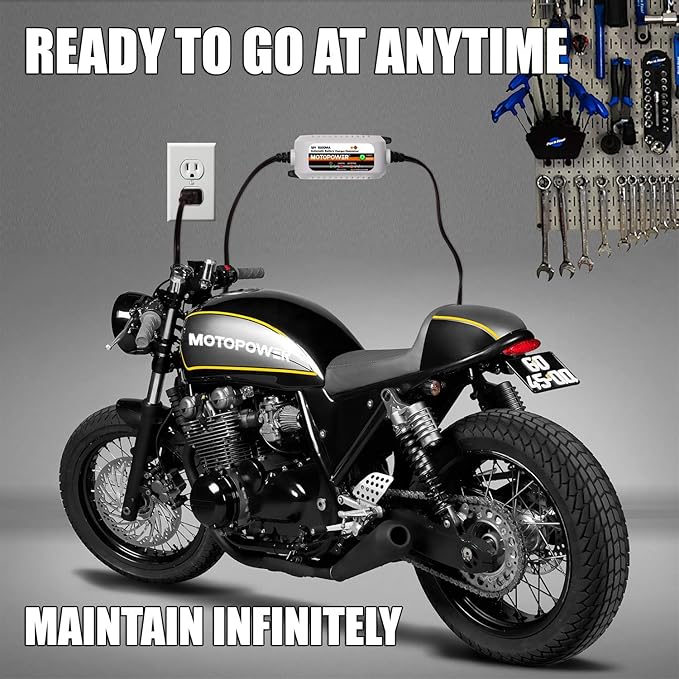 MOTOPOWER MP00205B 12V 1000mA Automatic Battery Charger, Battery Maintainer, Trickle Charger, and