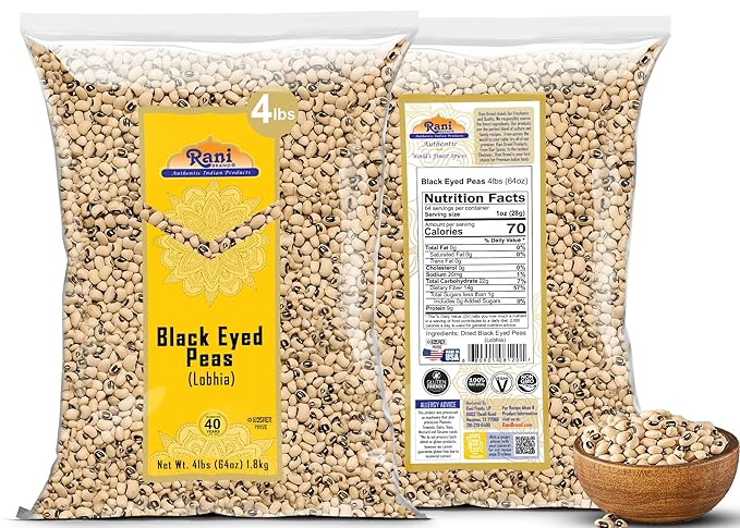 Rani Black Eyed Peas, Dried Cowpeas (Lobhia) 64oz (4lbs) 1.81kg Bulk ~ All Natural | Vegan | Kosher