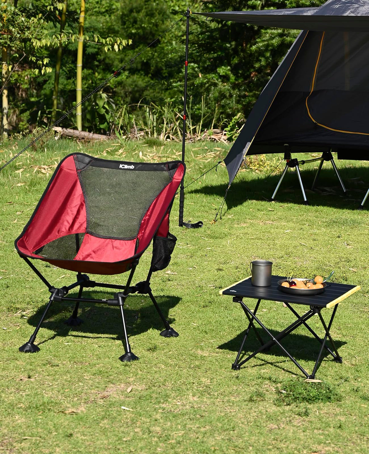 iClimb Ultralight Compact Camping Folding Table (Black - S)