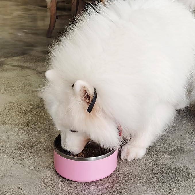 Stainless Steel Dog Bowl, Metal Water and Food Dish for Large Dogs, Insulated Non-Slip Pet Bowl