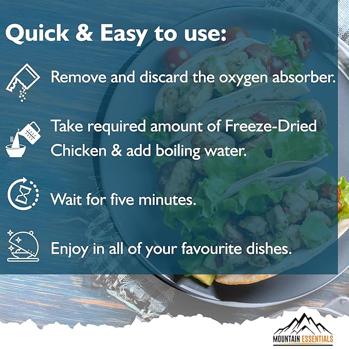 MOUNTAIN ESSENTIALS Freeze-Dried Diced Chicken ??Fully Cooked and Ready to Eat | Everyday Pantry