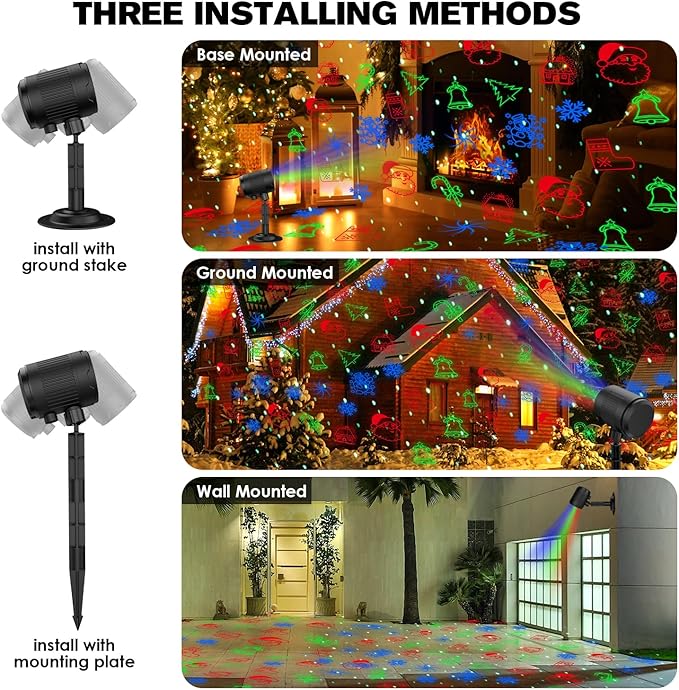 Christmas Laser Lights Outdoor, 3 Color RGB Laser Christmas Projector Lights Outdoor, Waterproof