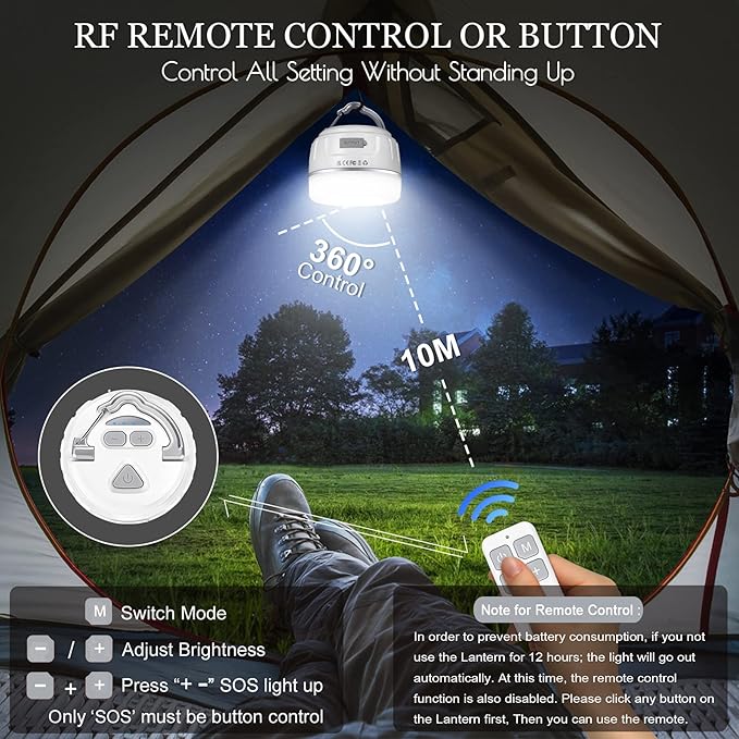 Sinvitron LED Camping Lantern Rechargeable with Remote Control - 1000LM 150H Runtime Tent Light