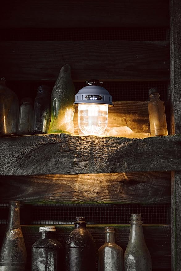 Barebones Beacon Hanging Light ??State Grey, Rechargeable LED Camping Lantern with Adjustable