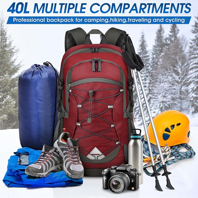 IGOLUMON Hiking Backpack 40L Packable Lightweight Camping Backpack Men Women Waterproof Hiking