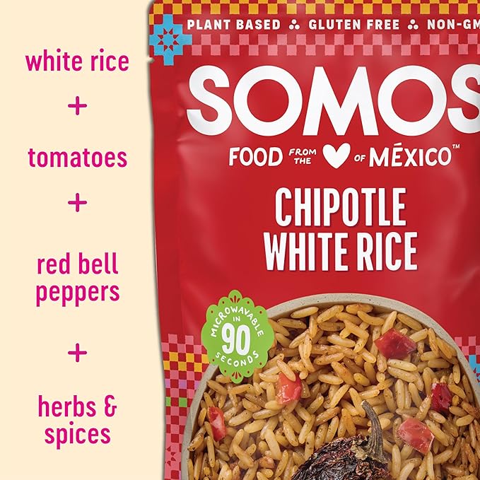 SOMOS Chipotle White Rice - Gluten Free, Vegan, Non-GMO & Microwavable - Authentic Mexican Flavor