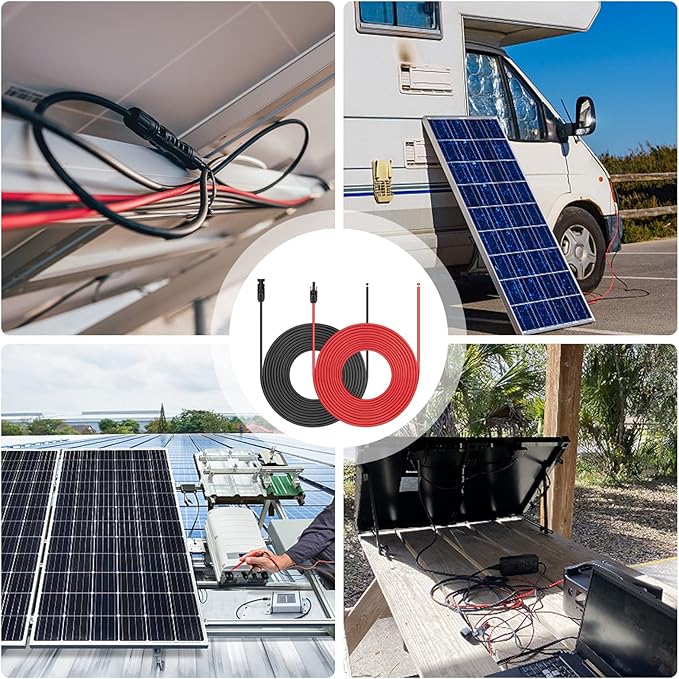 iGreely 50 Feet 10AWG Solar Extension Cable with Female and Male Connector Solar Panel Adapter