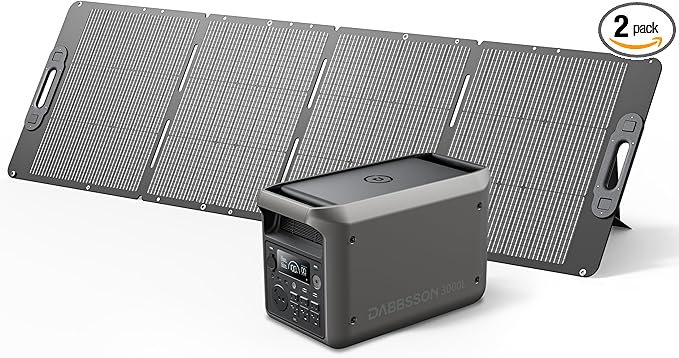 DABBSSON 3000L 3072Wh Solar Generator with 210W Solar Panel, Semi-Solid LiFePO4, 3000W AC