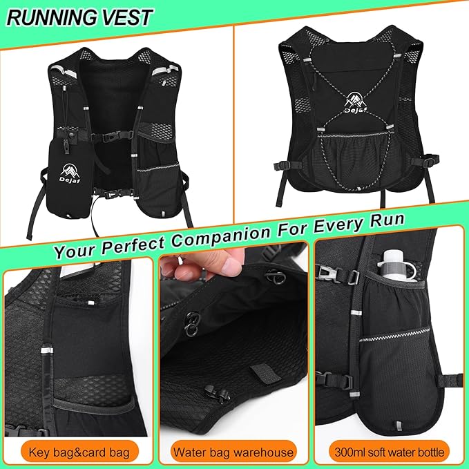 Running Vest for Women Men, Lightweight (194g/8 Bags) Hydration Backpack Phone Holder Vest for