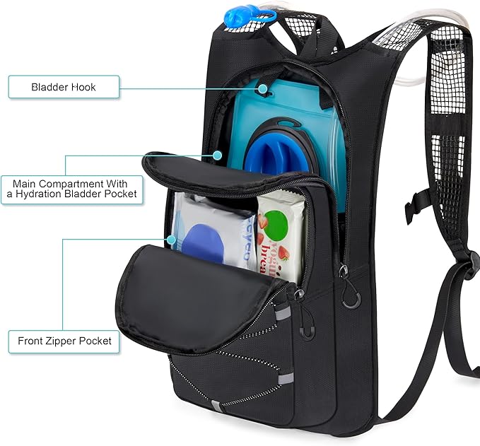 Hydration Backpack - Lightweight Water Backpack with 2L Water Bladder Bag, Running Hydration Vest