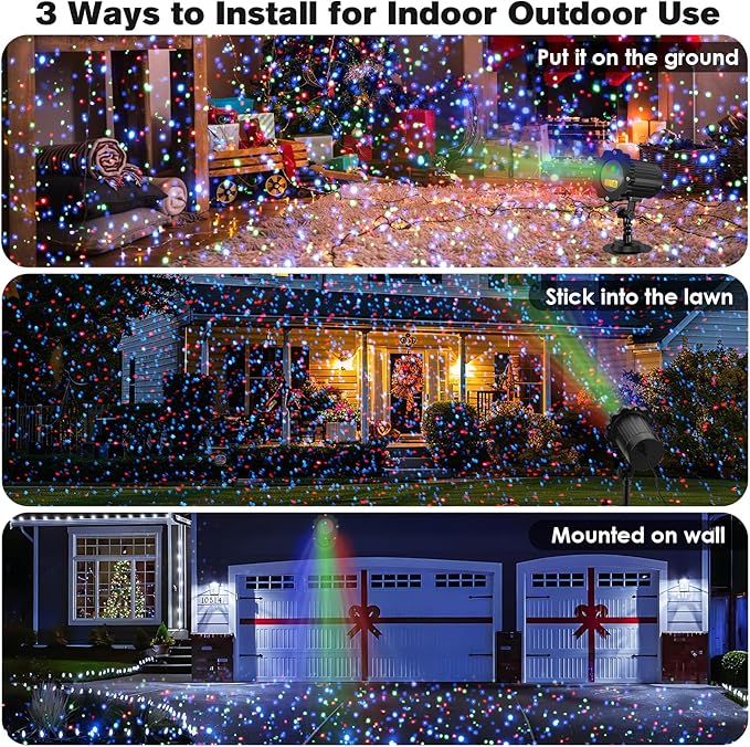Laser Christmas Projector Lights Outdoor, 3 Colors RGB Christmas Laser Lights Outdoor Waterproof