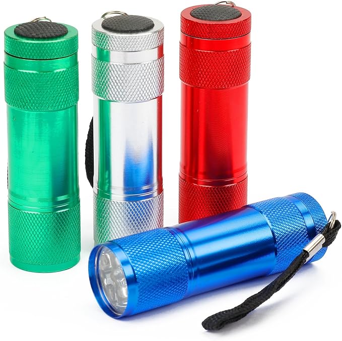 FASTPRO 4-Pack Aluminum LED Flashlights Set with AAA Dry Batteries Included and Pre-Installed