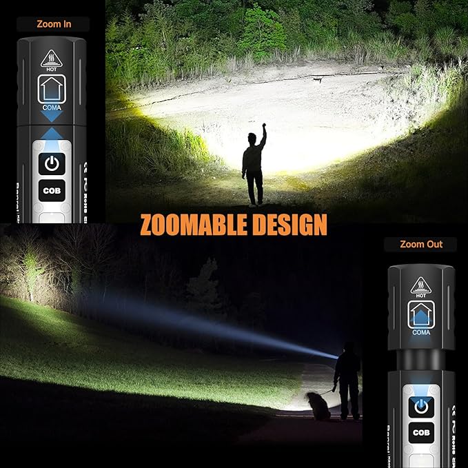 Rechargeable Tactical Flashlights High Lumens - Super Bright Small Powerful LED Magnetic USB C