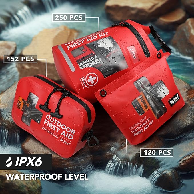 152 PCS Waterproof First Aid Kit, Portable Small Boat Dry Bag Bug Out Bags, Emergency Medical Kit