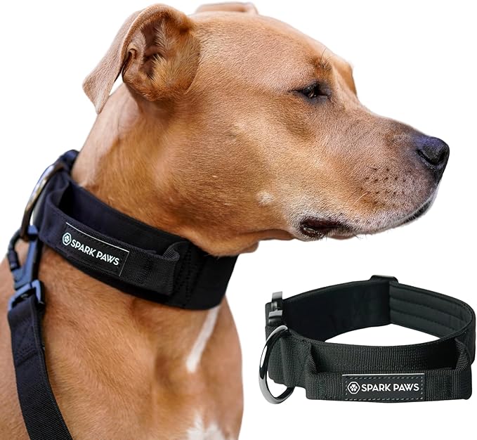 Spark Paws Tactical Dog Collar - Heavy Duty, Premium Quality, Thick and Durable for Large and