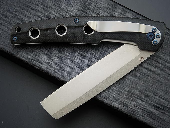 Eafengrow EF941 EDC Pocket Folding Knife D2 Steel Blade G10 Handle Pocket Clip with safety liner