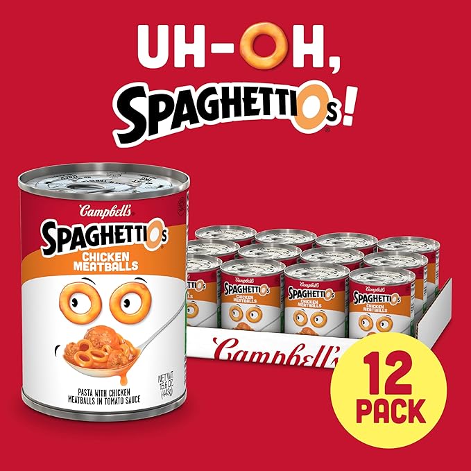 SpaghettiOs Canned Pasta with Chicken Meatballs, 15.6 oz Can (Pack of 12)