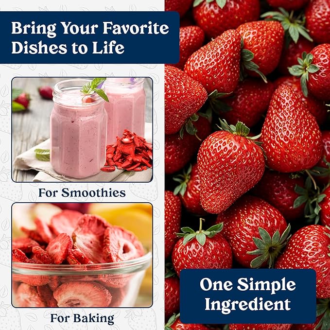 Augason Farms Freeze Dried Sliced Strawberries Can - Gluten Free Snack for Baking, Smoothies, and