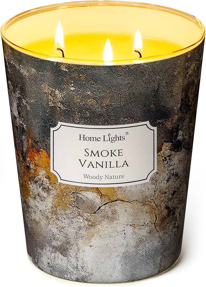 HomeLights Large jar Candle | 3-Wick Long-Lasting Scented Candles, 34oz Natural Soy Wax Candle for