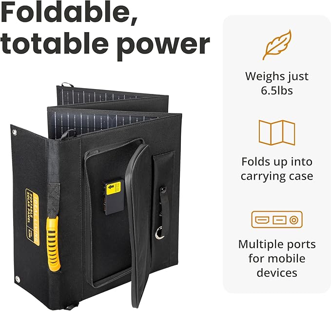 Ideal Living Portable Solar Panel IL100 | Lightweight, Water Resistant, with Built-in Voltage