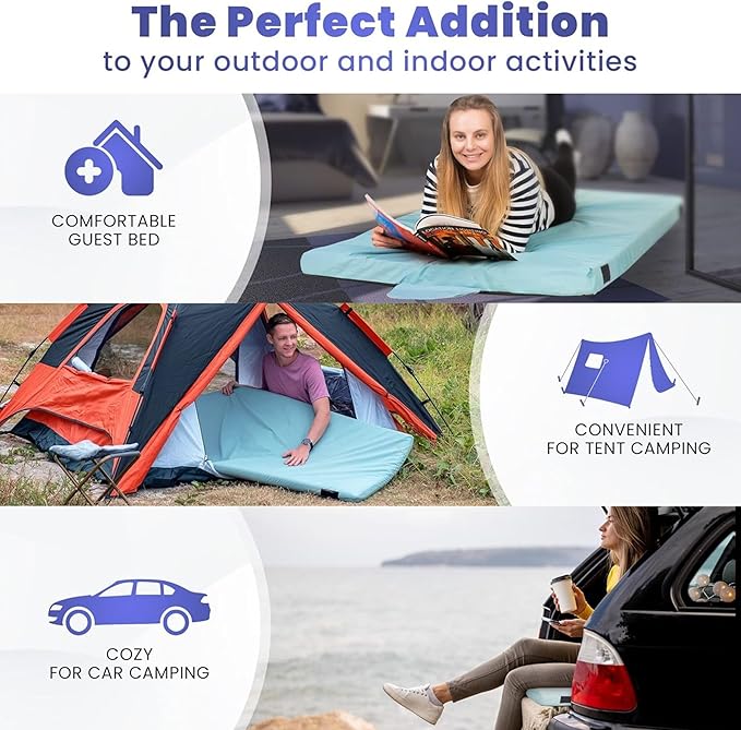 Hazli Matrix Comfort-Cell Memory Foam Camping Mattress Pad - Roll Up Mattress for Adults - Portable