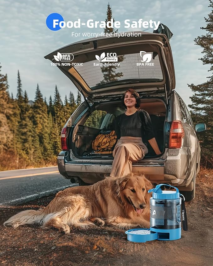 Dog Water Bottle Travel Portable - 77oz Large Travel Water Bowl Dispenser for Dogs Camping