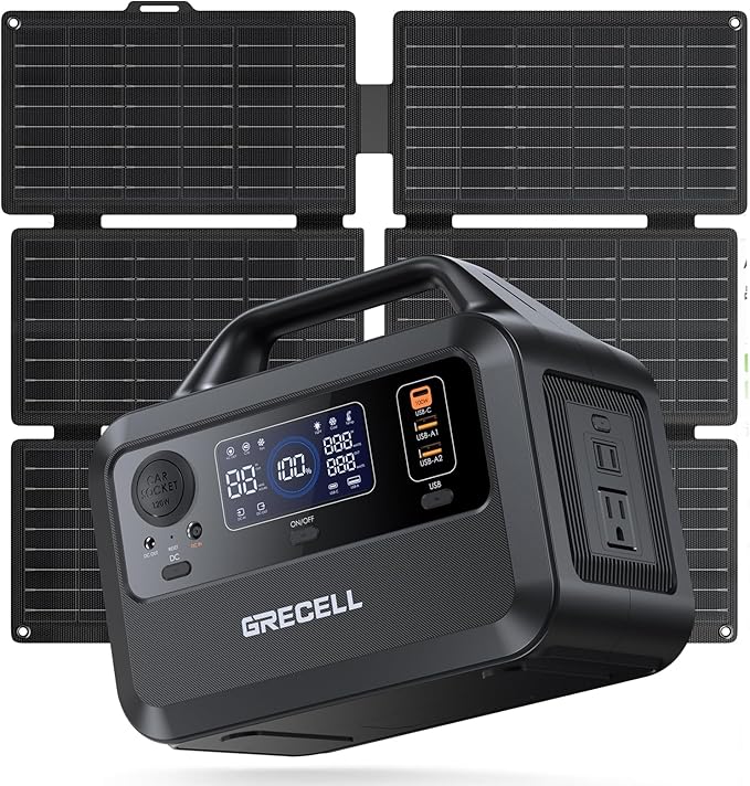 GRECELL Solar Generator with 40W Solar Panel Included,230Wh Portable Power Station 1.5hrs Fast