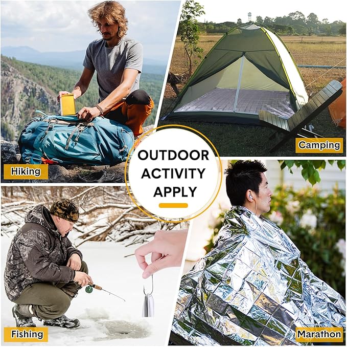 100 Pack Emergency Foil Thermal Blanket Bulk 83 x 55'' Waterproof Space First Aid Survival Blanket