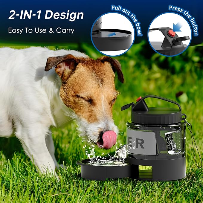 Portable Dog Water Bottle, 54oz Large Travel Water Bowl Dispenser for Dogs Camping Beach Walking