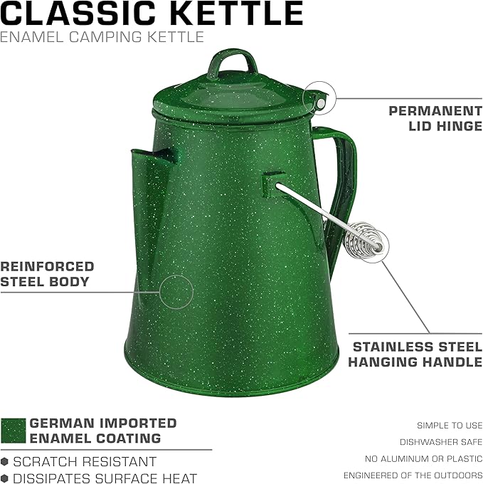 COLETTI Classic Camping Kettle - Tea and Camp Kettle, NO Aluminum or Plastic, Ideal for Boiling