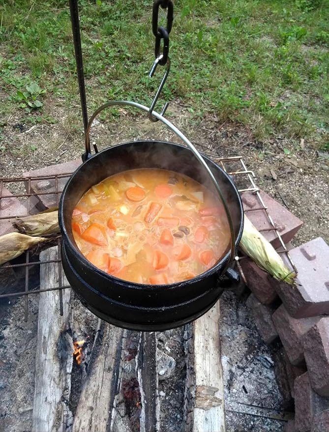 Cuisiland 10QT Cast Iron Potjie Cauldron Pot with Lid & 3 Legs – Pre-Seasoned South African-Style