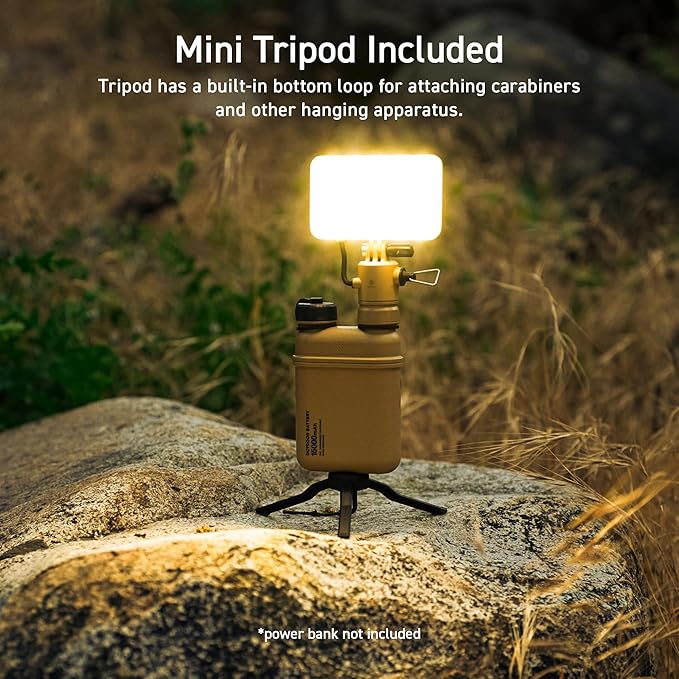 ELECOM NESTOUT Outdoor Camping LED Panel Flashlight w/Mini Tripod, Dimmable USB Powered LED Light