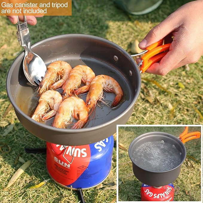 REDCAMP 6/10/11/12/14/15/19 PCS Camping Cookware Mess Kit Camping Gear Campfire Utensils