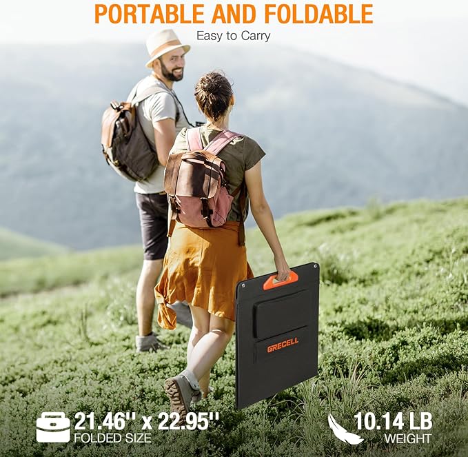 200W Portable Solar Panel for Power Station Generator, 12V/24V Flexible Foldable Solar Panel Kit