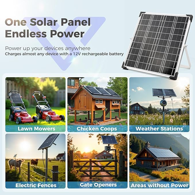 Solar Panel Kit 20W 12V, Solar Battery Trickle Charger Maintainer, Waterproof Solar Panel + Upgrade