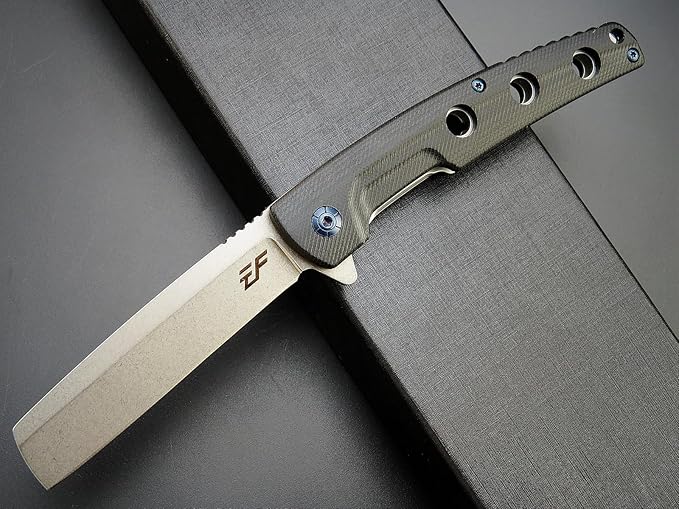 Eafengrow EF941 EDC Pocket Folding Knife D2 Steel Blade G10 Handle Pocket Clip with safety liner