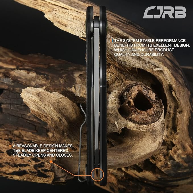CJRB Crag Folding Pocket Knife, 3.43" AR-RPM9 Steel Blade Carbon Fiber Handle EDC Knife with Pocket