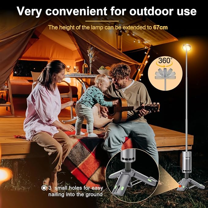 Camping Lights Rechargeable, Detachable Camping Lantern with Stand, Telescopic Waterproof Camp